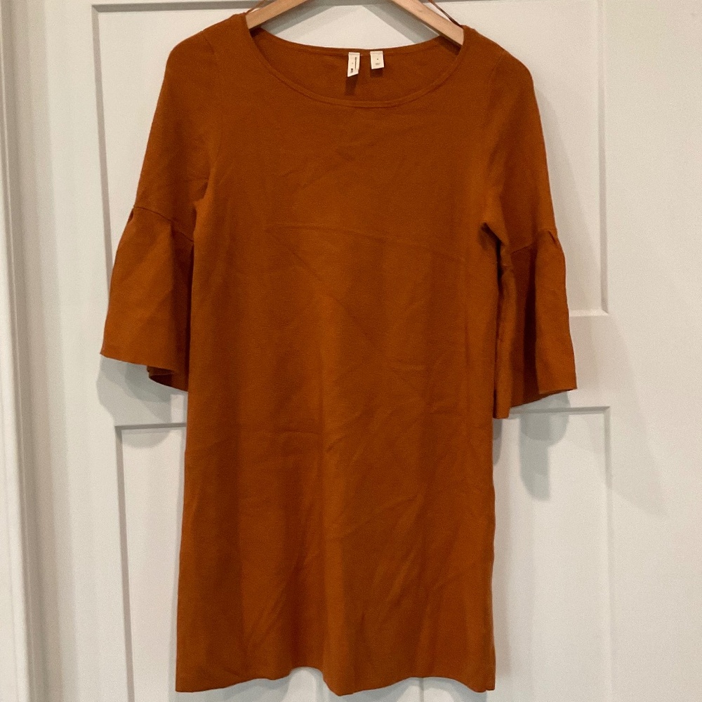 Moth by Anthropologie Rust/Orange Bell Sleeve Sweater Dress Tunic Sz Small